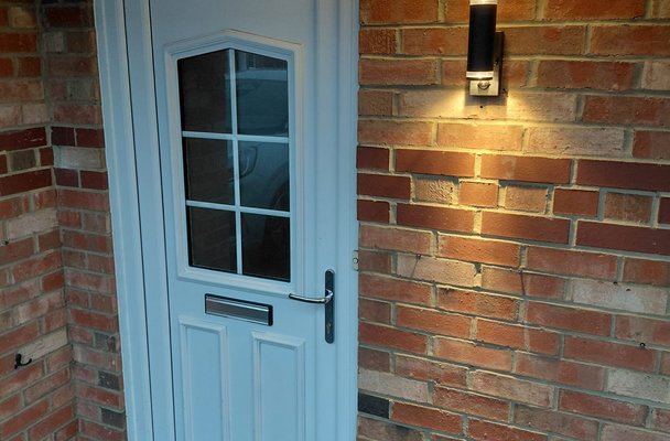 outside front door light installed at County Durham home