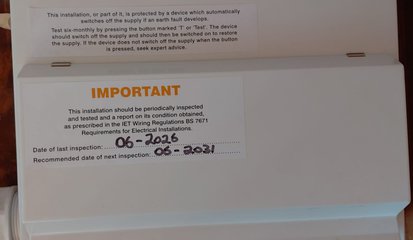 EICR electrical inspection label in County Durham