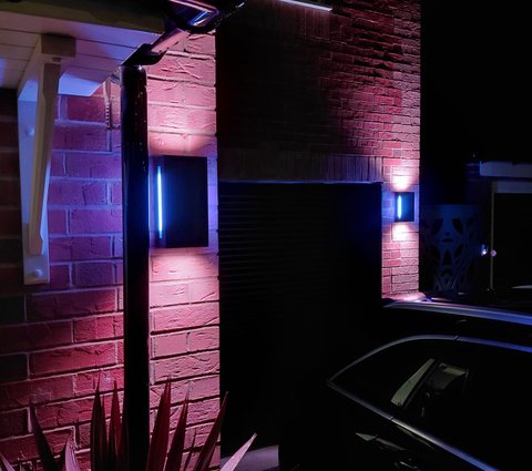 up and down wall lighting installation on exterior of County Durham property
